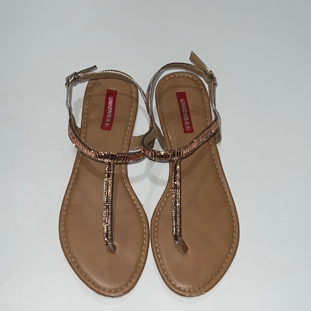 UnionBay Rose Gold Flat Sandal Size 10